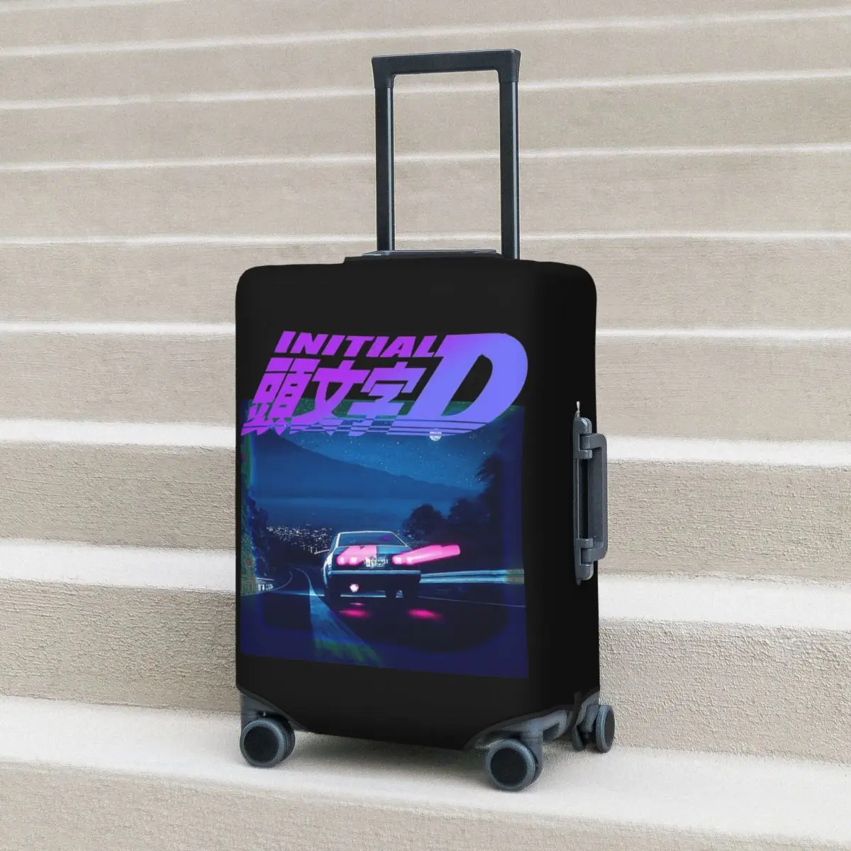 

Initial D Neon Ae86 Suitcase Cover Protection Elastic Travel Luggage Protector Covers for 18-32 Inch