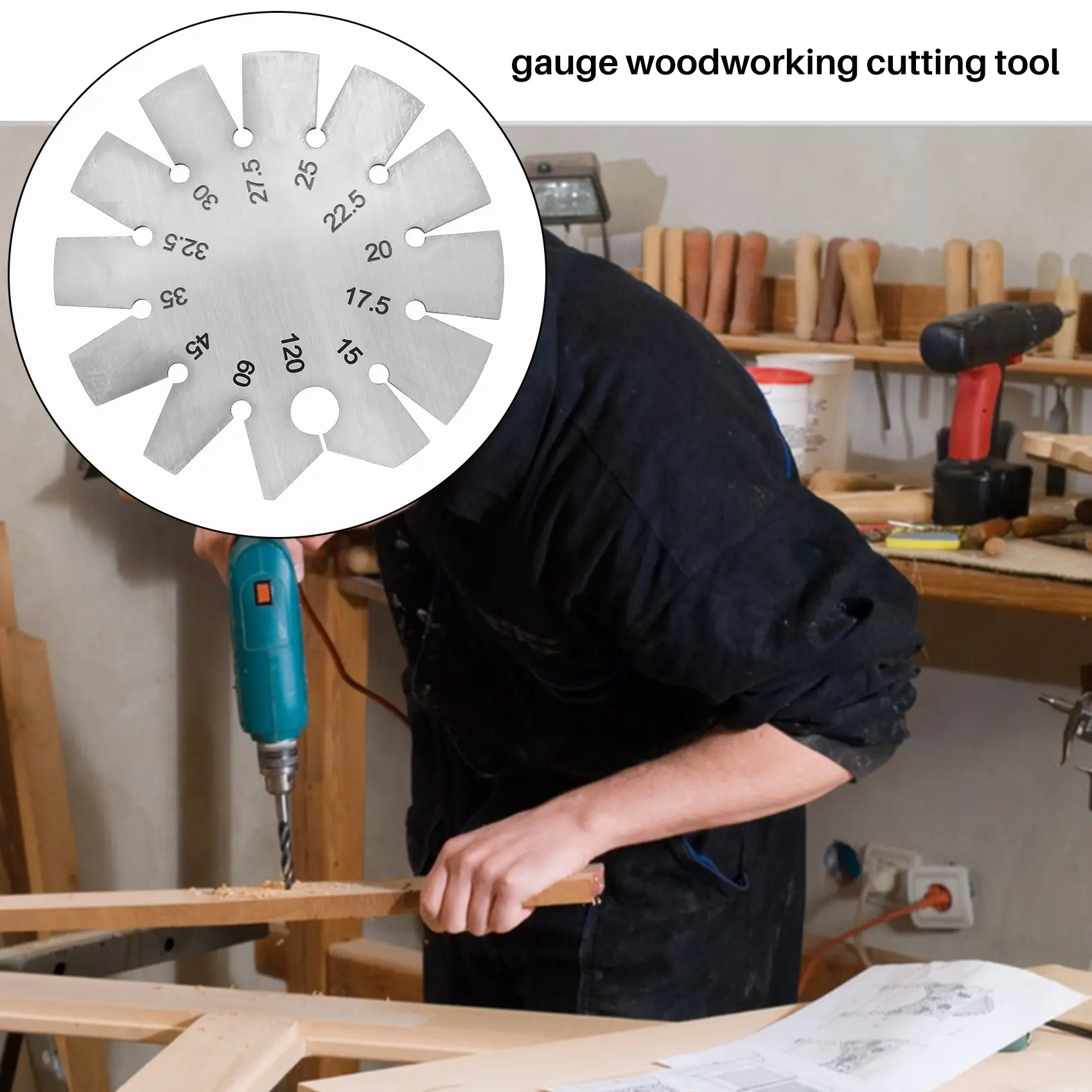 Knife Blade Gauge para medição de faca, Bevel Gauge, Axe Angle Gauge, Round Shape, Finder, 15-120 °