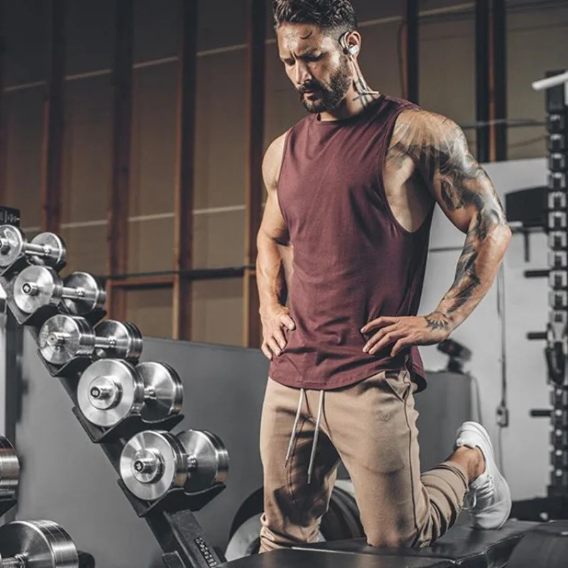 

New CrossBorder Summer Sports Quick Drying Stretch Vest Mens Sleeveless Muscle Top for Fitness