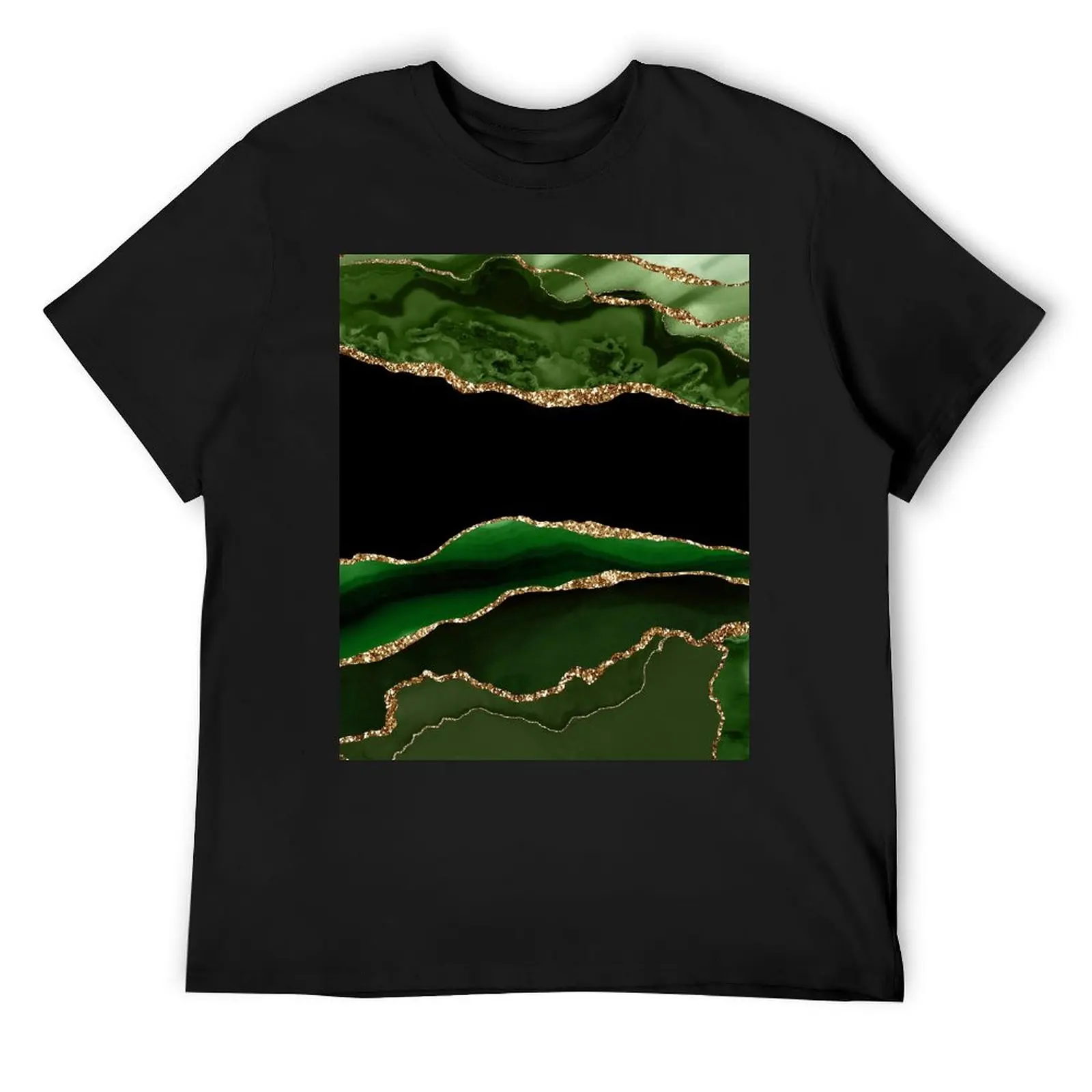 Emerald Green Faux Malachite Marble T-Shirt street wear blanks anime t shirts anime funny t shirts men