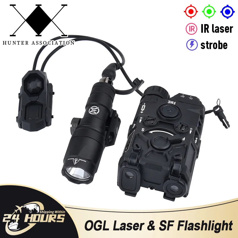 WADSN senter taktis OGL Laser, senter strobo LED titik merah hijau biru IR SF M300A M600C saklar Remote ganda untuk senjata berburu