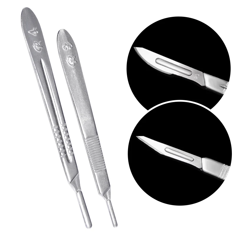 2pcs Dental Surgical Scalpel Knife Handle 3# 4# Dental Surgical Blades Handle for Removable Blades Dentist Cutting Tools
