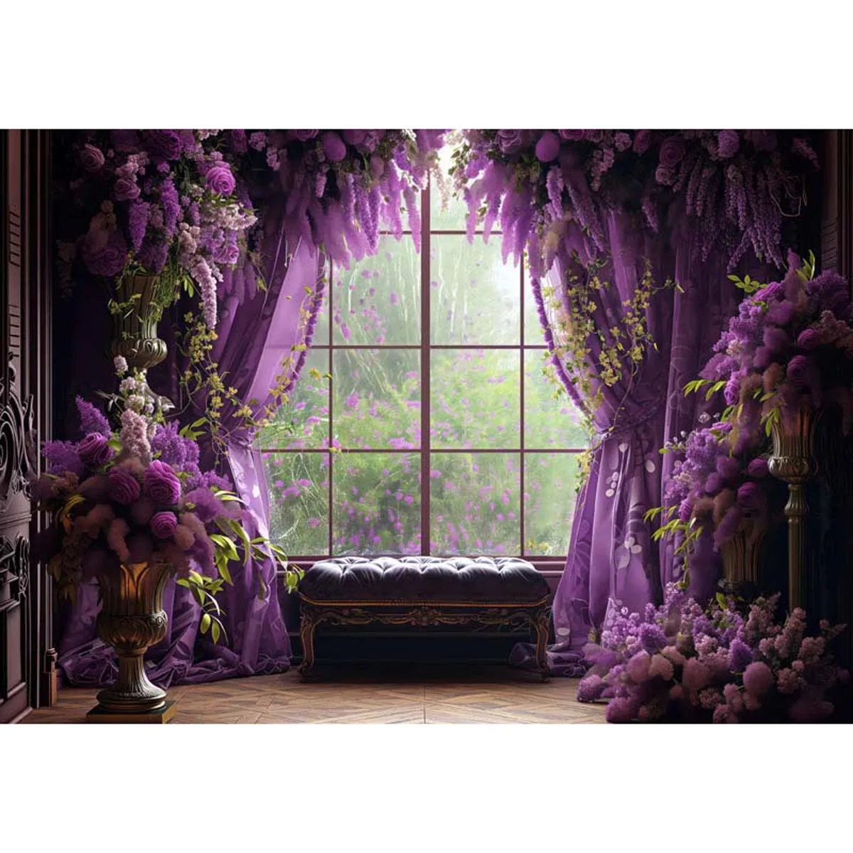 Allenjoy Lavender Purple Curtain Window Backdrop