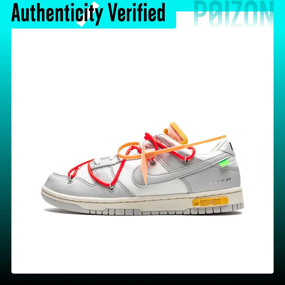 OFF WHITE X Nike Dunk Skateboard Shoes Unisex Low Top Gray White DM1602-110