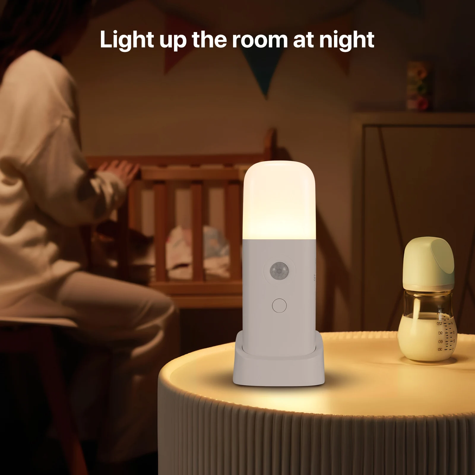 2000mAh LED Night Light Rechargeable Motion Sensor Bedside Lamp With 5 Levels Adjustable Brightness Dimmable Nursery Nightlight