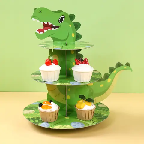 Dinossauro cupcake suporte festa de aniversário decoração crianças menino menina dino casamento festa de aniversário suprimentos favores decoração do chuveiro do bebê