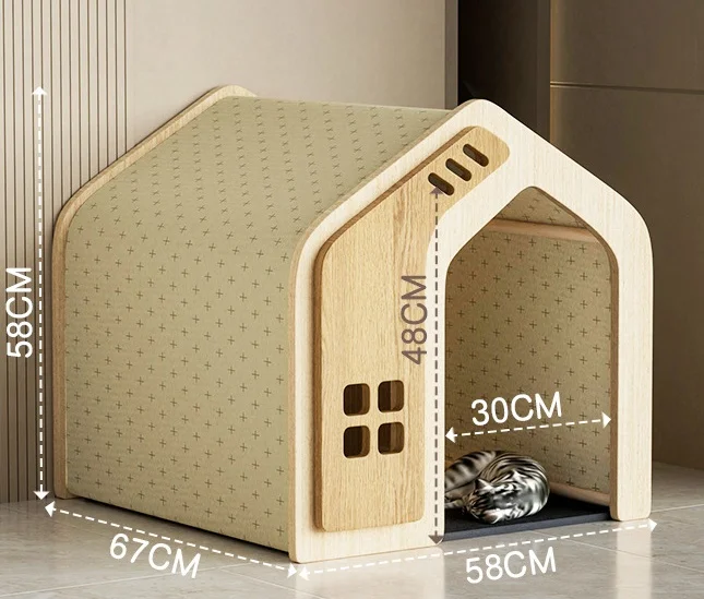 Perrera para gatos/perros de madera maciza, cómoda, para todas las estaciones, estilo nido, casa para mascotas, cierre de botón, muebles modernos/antiguos para mascotas pequeñas