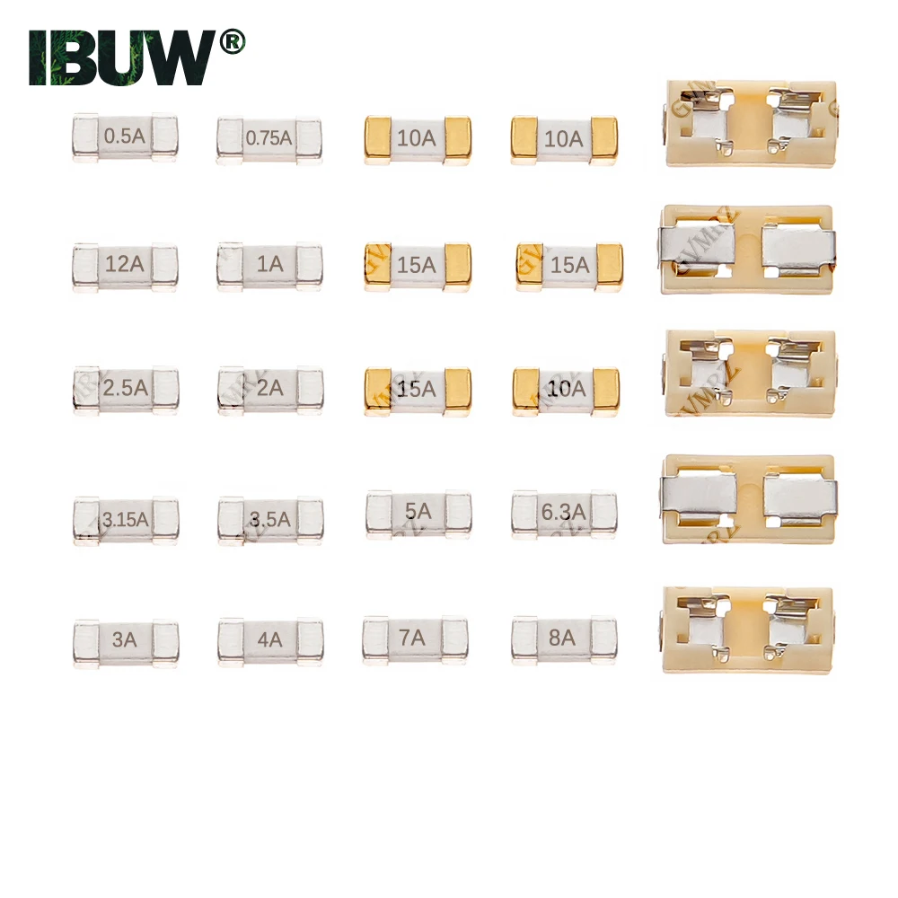 10PCS 500MA 750MA 3A 4A  0.75A 1808 SMD Fuse Fast Acting Surface Mount Fuses 5A 6.3A 10A 12A 15A for PCB Circuit Protection 0.5A