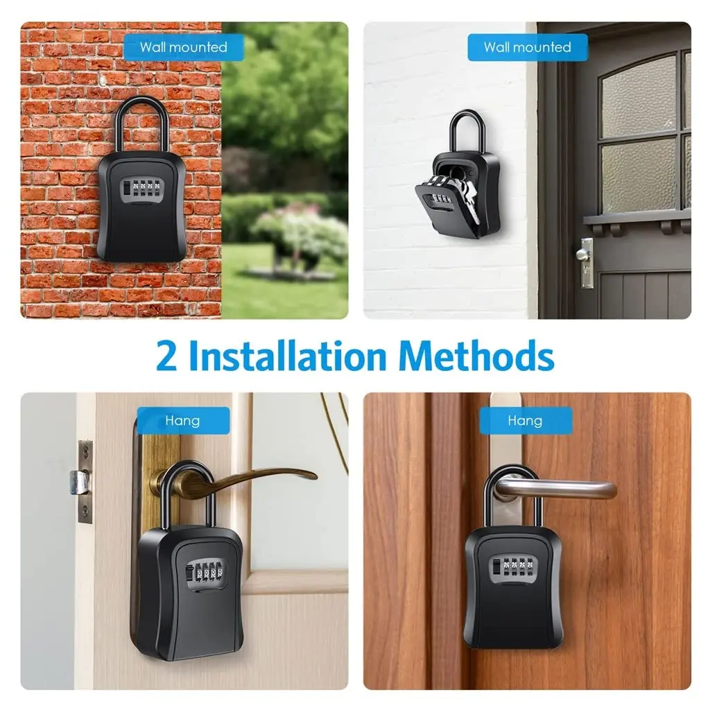 Key Lock Box with Code Wall Mounted Combination Lockbox for Hide A Key Portable Safe Outdoor Key Storage Box Lock Box for Keys