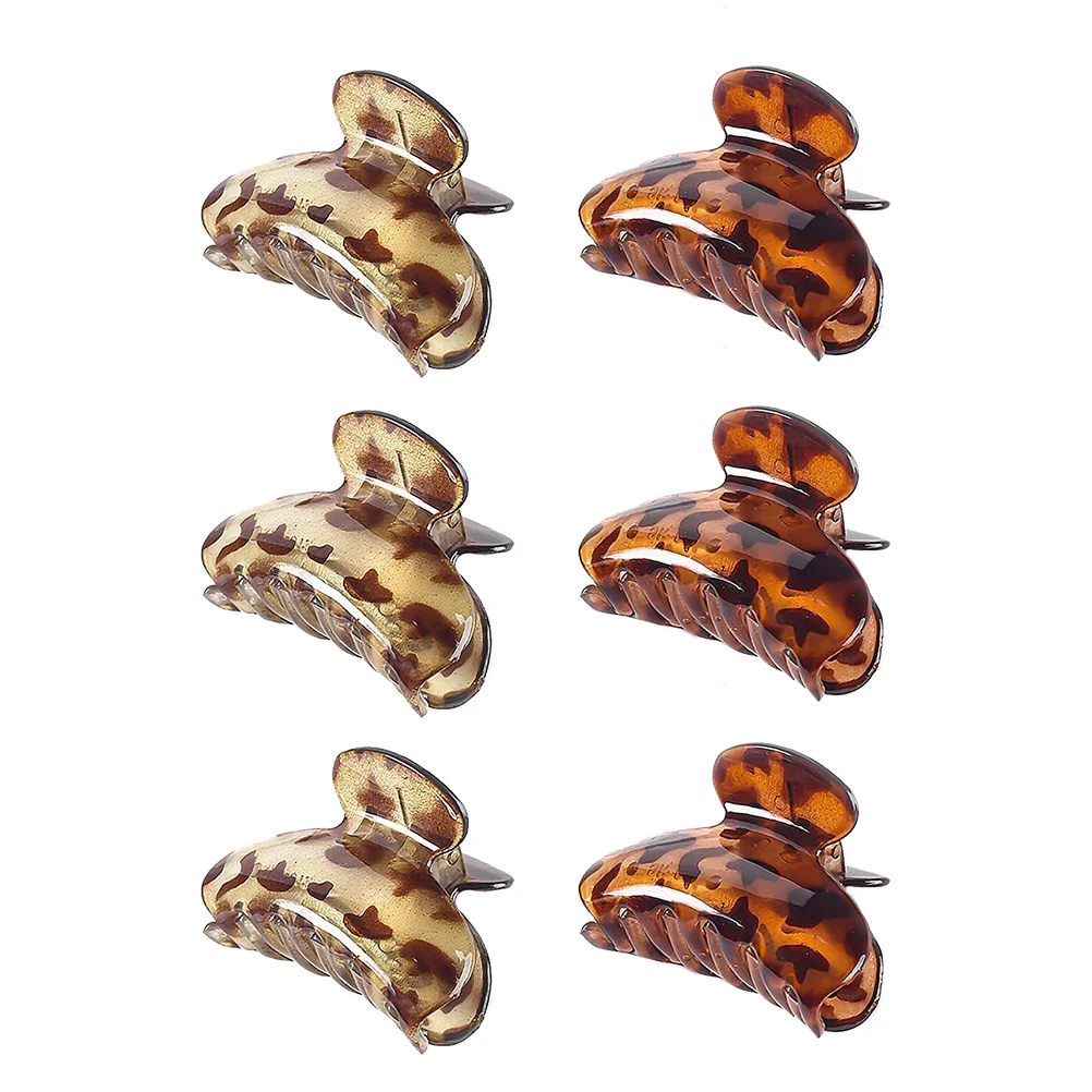 

6 Pcs Hair Barrettes Trendy Leopard Clip Women Jaw Small Claw Makeup Woman Shower Clamp