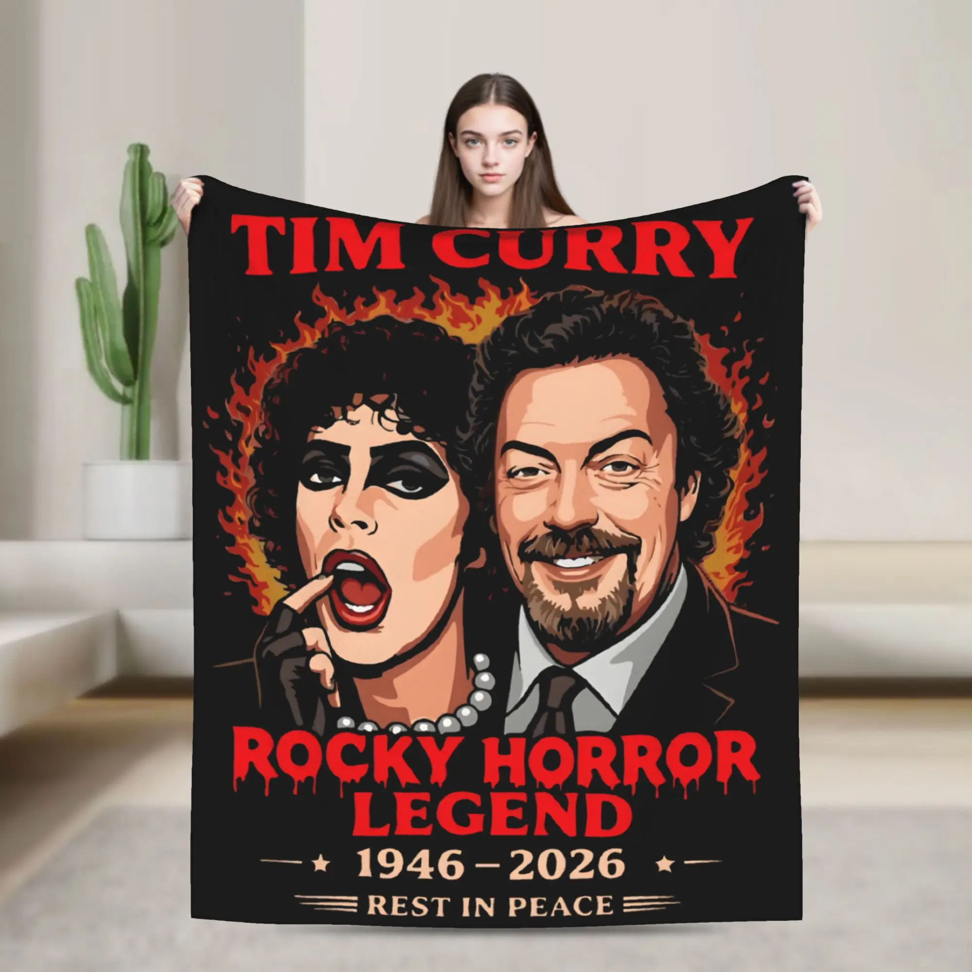 RIP Tim Curry Printed Blanket For Men Women Super Soft Warm  Throw Blankets for Sofa 50x60 Inches Multiple Sizes