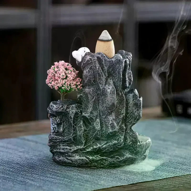 Porte-encens à reflux, brûleur d'encens cascade, décoration de maison, ornement d'aromathérapie, cônes d'encens avec cônes d'encens à reflux