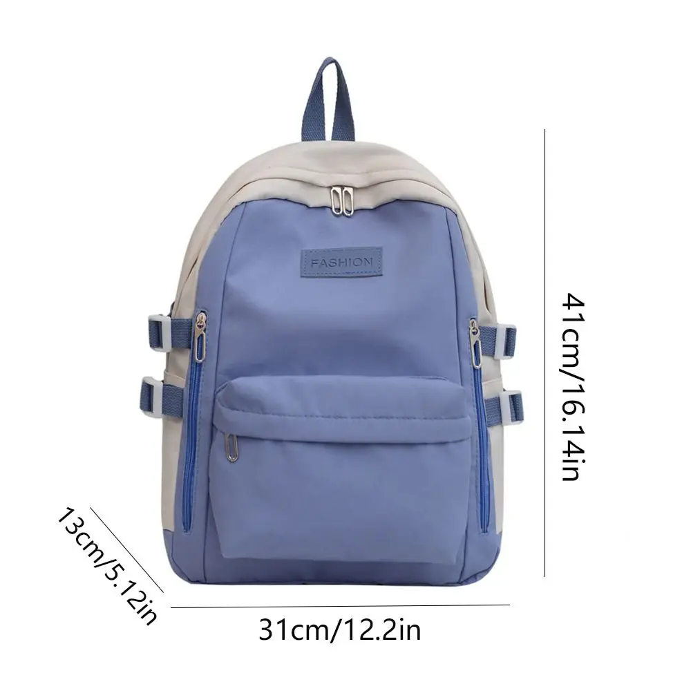 Mochila de gran capacidad para estudiantes, bolso escolar de viaje, bolso de hombro de estilo coreano para adolescentes, Color sólido contrastante