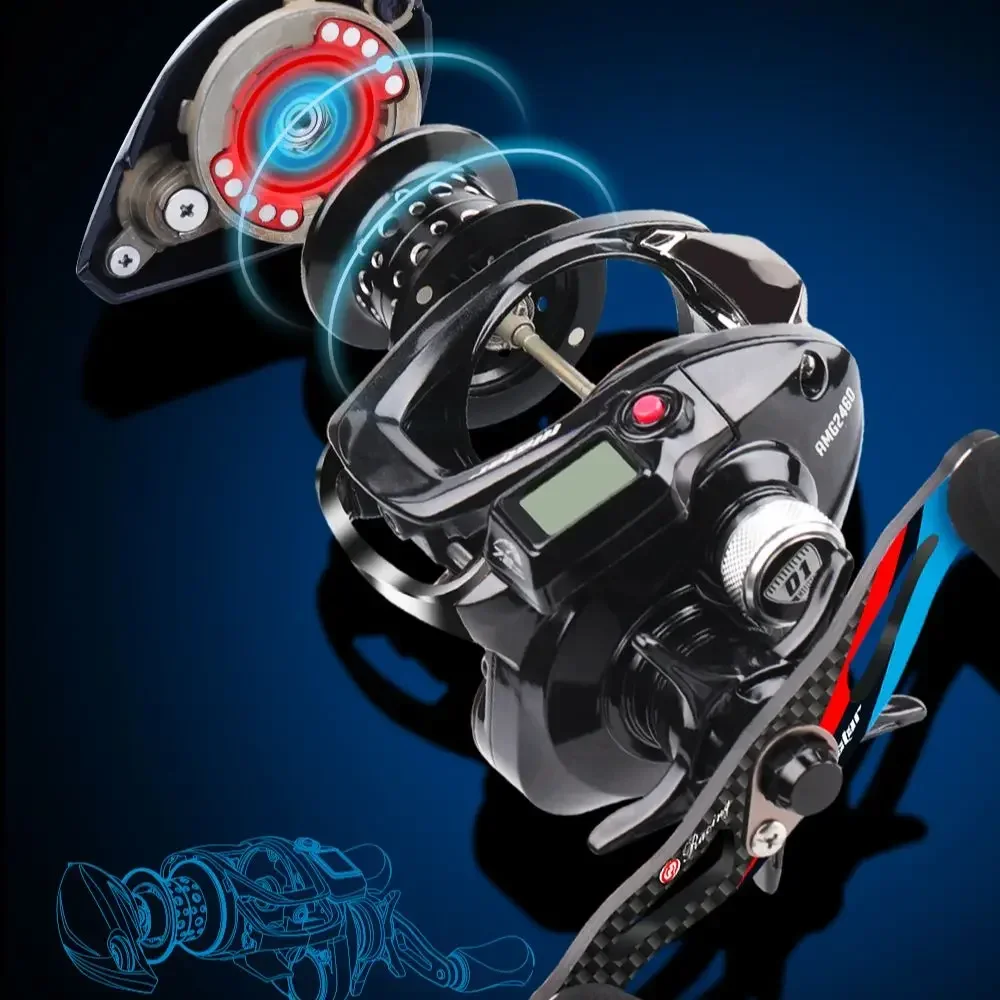 Imagem -05 - Histar-amg Long Cast Baitcasting Carretel de Pesca Led Digital Alta Relação 10kg Drag Power Mais bb Travagem Magnética Luz de Fundo