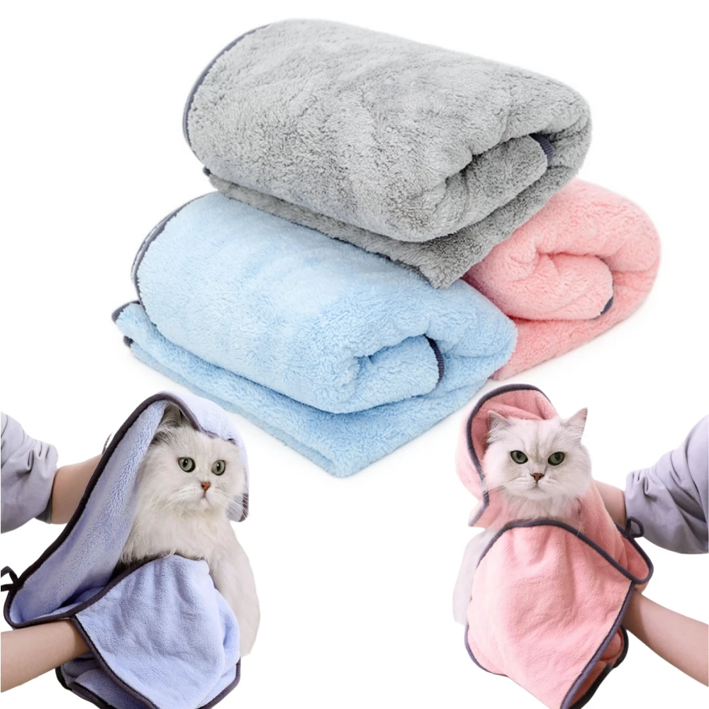 Pet Absorbent Microfiber Towel Protect Hands Dog Bath Towels Strong Quick Drying Large Thick Towel Cat Specific Bath Towel perro