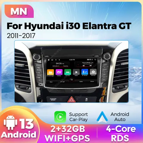 자동차 라디오 지능형 시스템 현대 I30 Elantra GT 2011-2016 GPS 무선 CarPlay Android Auto 용 BT 스테레오 멀티미디어 플레이어