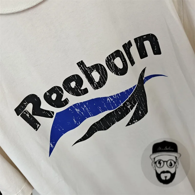 summer white pure cotton false perception T-shirt for men and women casual loose vintage T-shirt