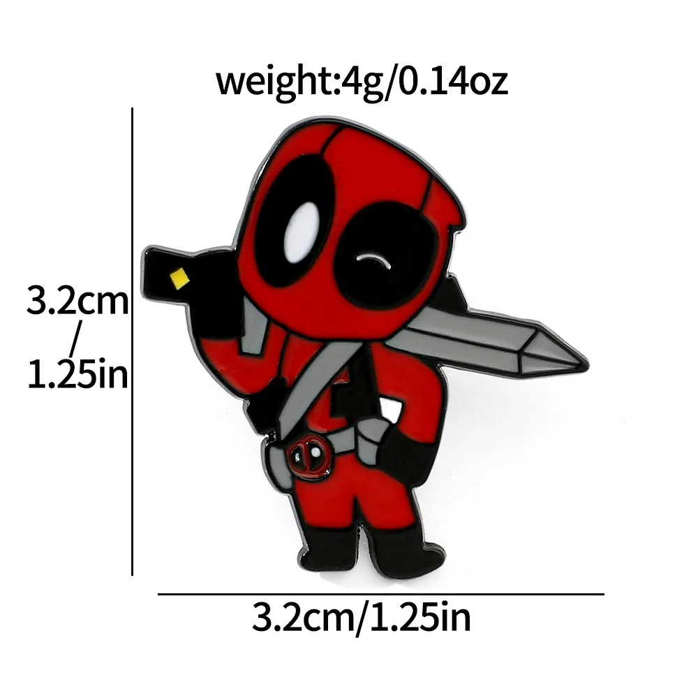 Marvel Cute Cartoon Creative and Funny Deadpool Chest Pins Figures Metal Badges Accessories Clothing Bags Jewelry Enamel Pin