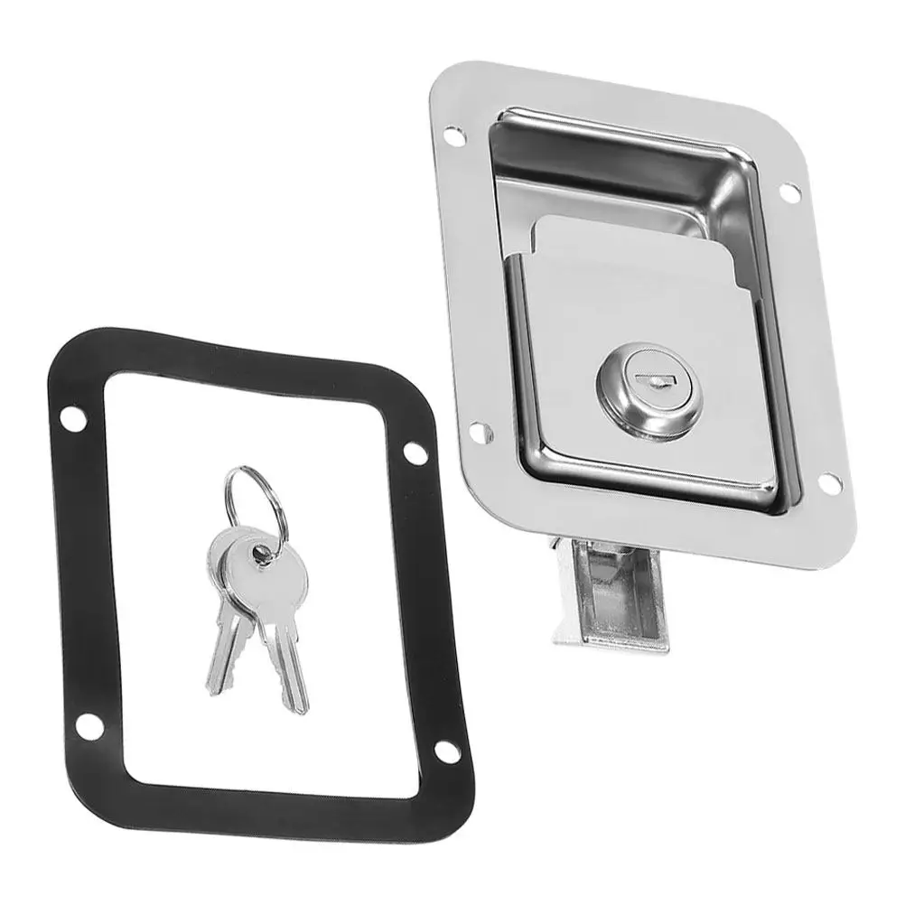 1Set Trailer Locking Paddle Latch Flush Mount Handle Stainless Steel Security Lock for Generator Cabinets Trucks Rvs Marine