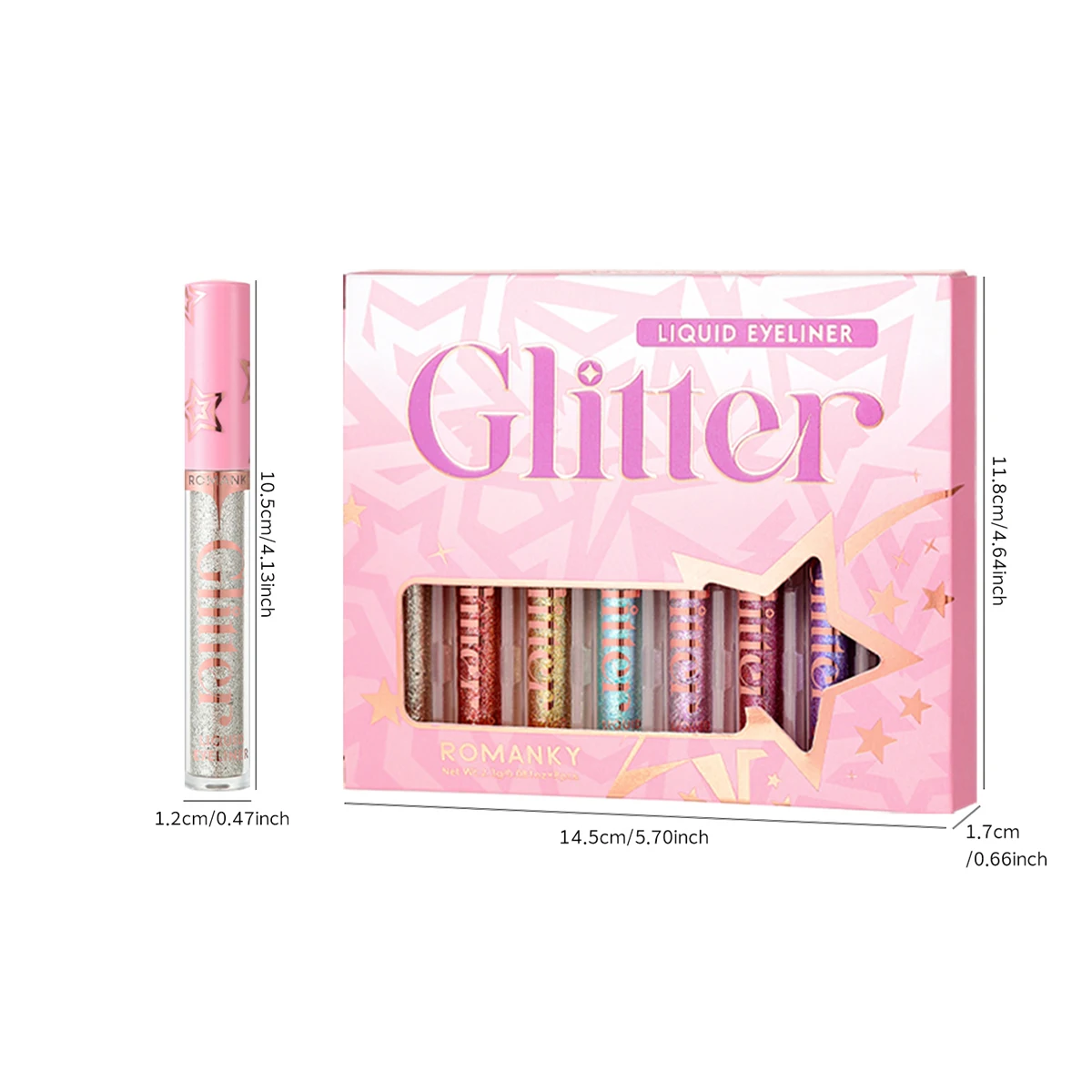 Glitter Liquid Eyeliner Pencil SET Flash Dazzling Eyeshadow Pearlescent Outline Pen Long Lasting No Smudge Women\'s Makeup Gifts