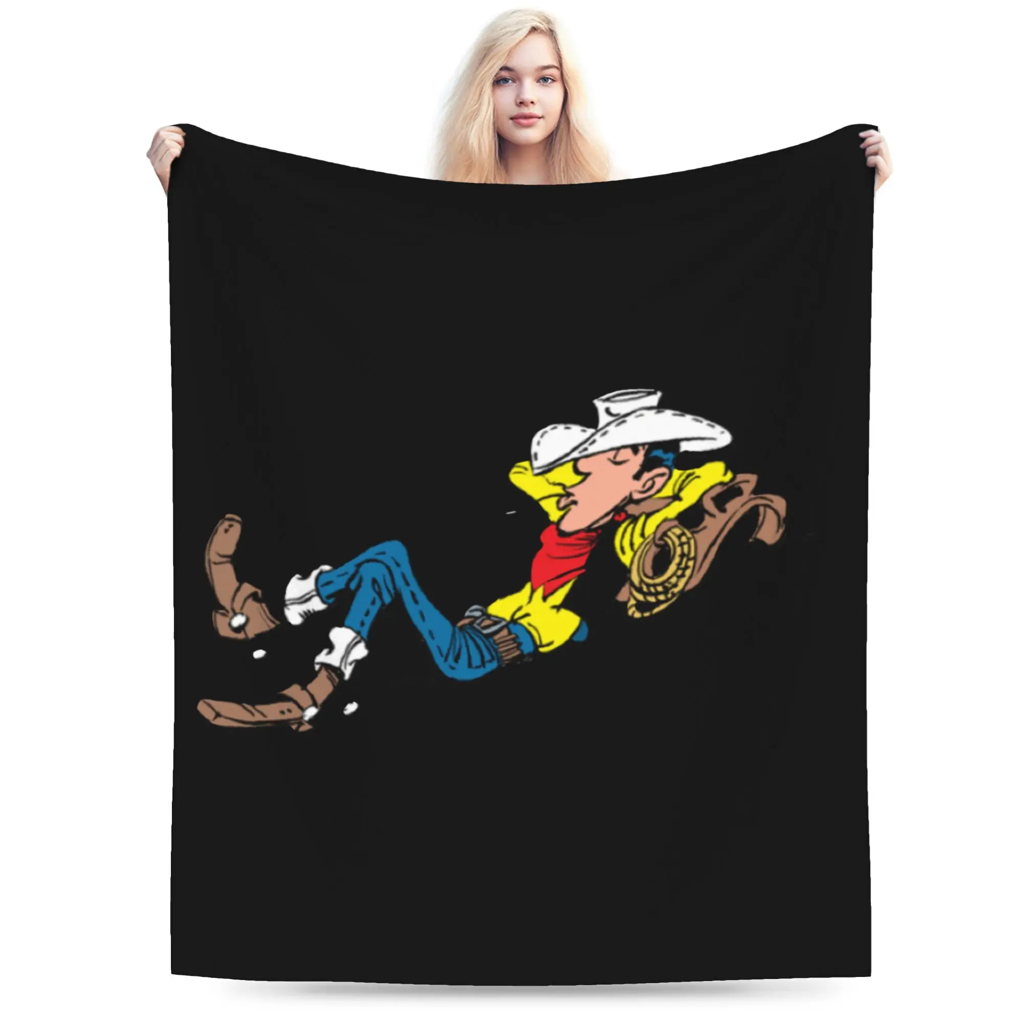 Lucky Luke Blanket Coral Fleece Plush Textile Decor  Breathable Super Warm Throw Blankets for Home Travel Plush Thin Quilt