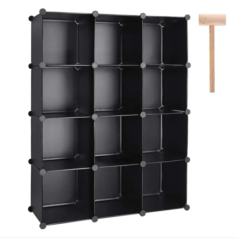 Cube Locker 12 Cube Closet Storage Rack DIY Closet Bookcase Plastic Square Storage Box Wooden Hammer