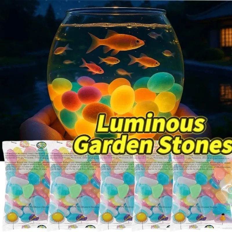 Bild 3: 100–1000 Stück leuchtender Stein, leuchtende dunkle Garten-Kieselsteine aus Stein, Gehweg-Aquarium-Dekoration, Aquarien, Aquarien