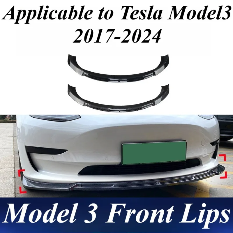 

For Tesla Model 3 2017-2024 Front Bumper Lip Spoiler Splitter PP Glossy Black Protection Cover Auto Styling Exterior Accessories
