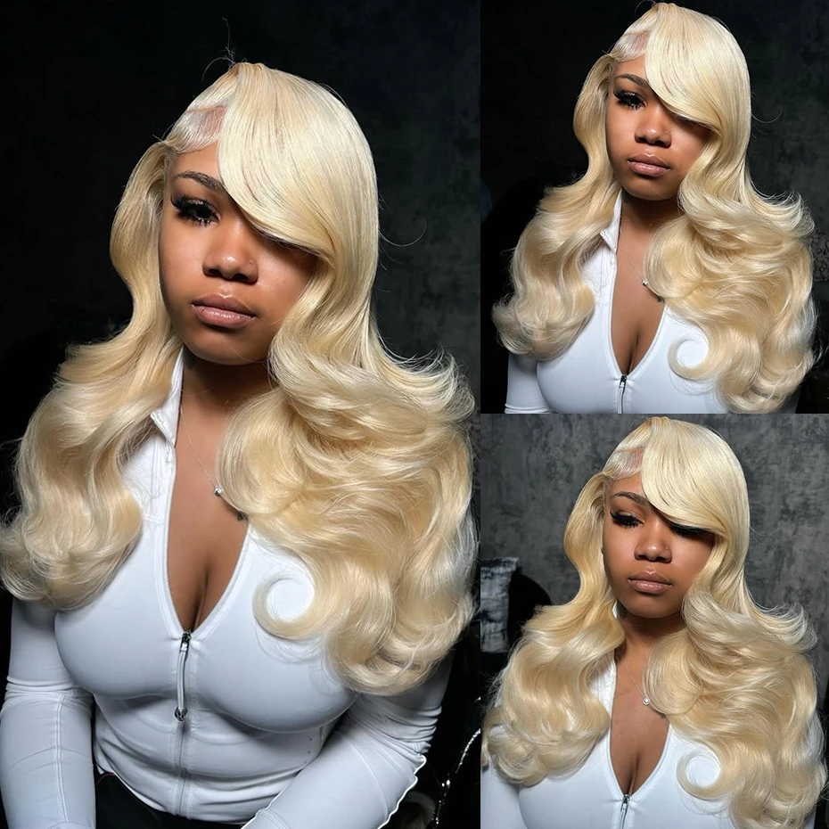 

613 Блондинка Hd Парик шнурка 13x6 Человеческие волосы Объемная волна 13x4 Парик фронта шнурка Предварительно выщипанный бразильский медовый блондин Цветной парик фронтальной части шнурка