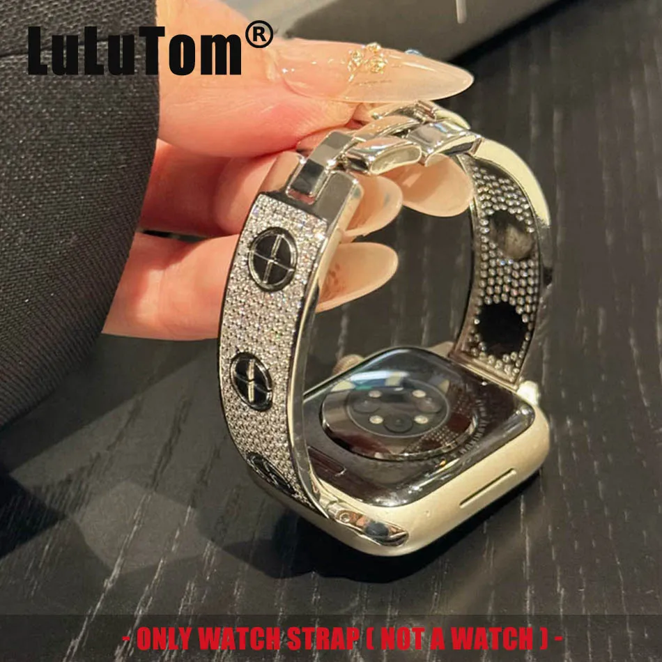 

Luxury Jewelry Strap For Apple iWatch Series UItra 10 9 8 7 6 5 4 SE Watchband 42 40 41 38 49 45 44 46mm Woman Diamond Bracelets