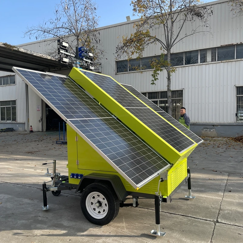 Mobile Lighting Towers On Trailers Solar Type 7m 9m Manual Electric Lift Portable Light Tower/generator On Trailer