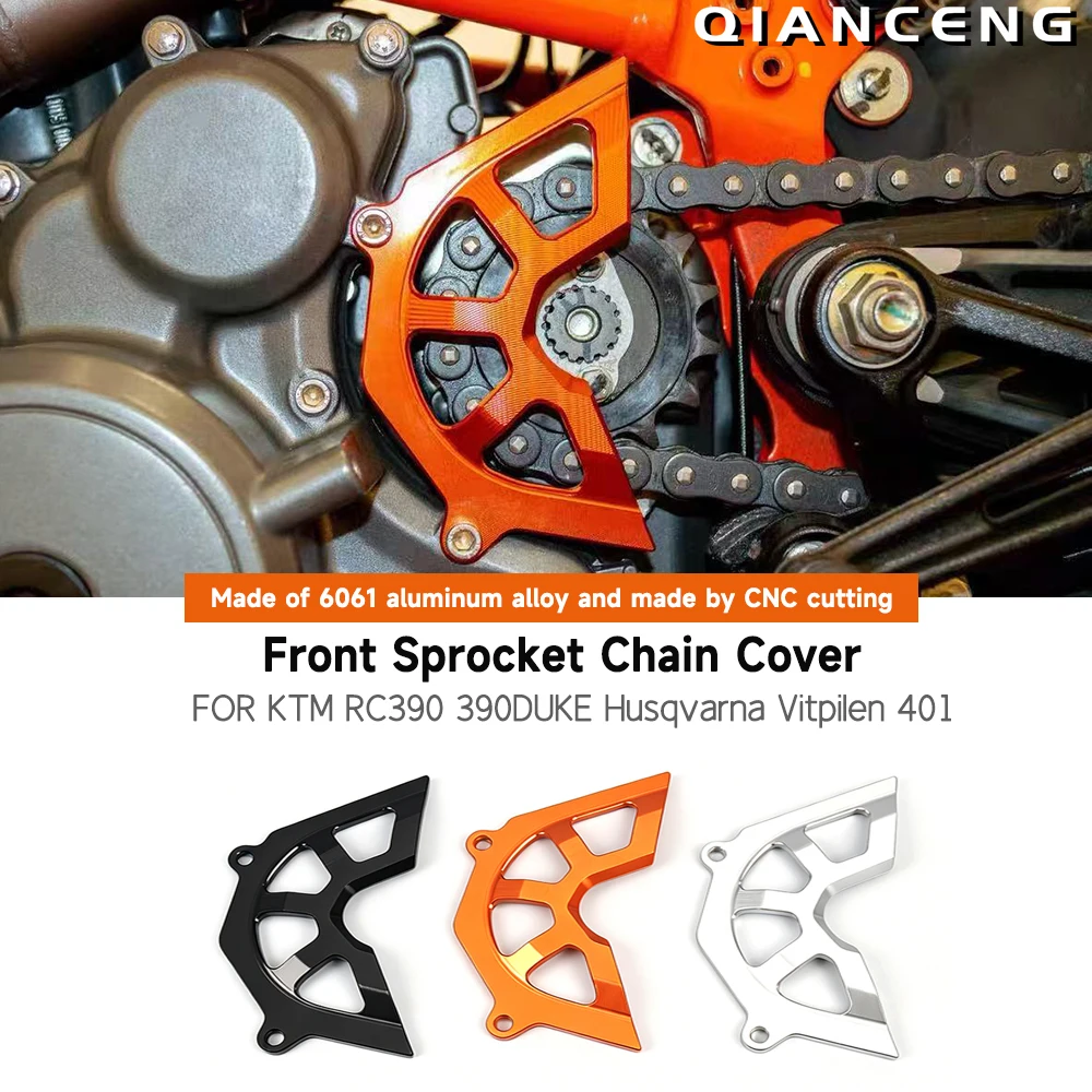 CNC Aluminum Chain Guard Front Sprocket Cover  Protector FOR RC390 390DUKE Husqvarna Vitpilen 401 2017-2020