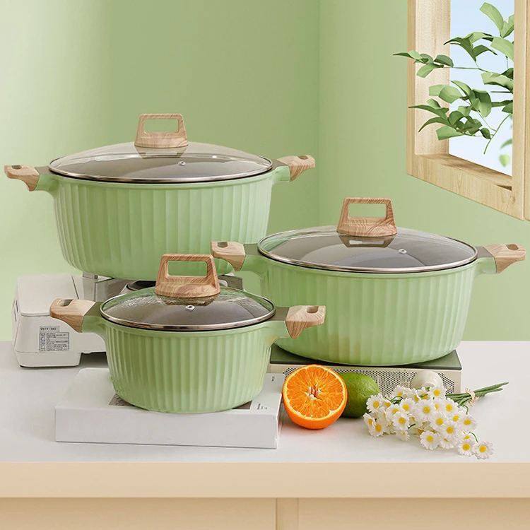 

Бытовая здоровая и безопасность 20/24/28/32 см алюминиевая кастрюля для приготовления пищи с антипригарным покрытием и двойным ухом, со стеклянной крышкой