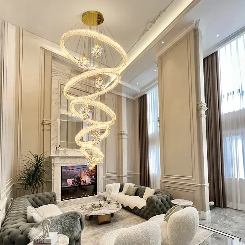 Modern Simple LED Chandelier Staircase Pendant Lamp Living Room Dining Room Ceiling Light Fixture Indoor Home Decoration Lightin