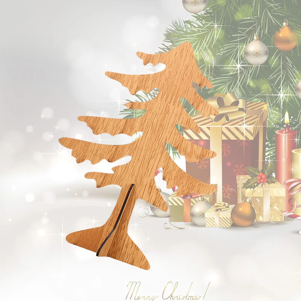 

Mini Wooden DIY Christmas Tree Tabletop Cross Design Thick Desktop Xmas Decoration Wooden DIY Christmas Tree