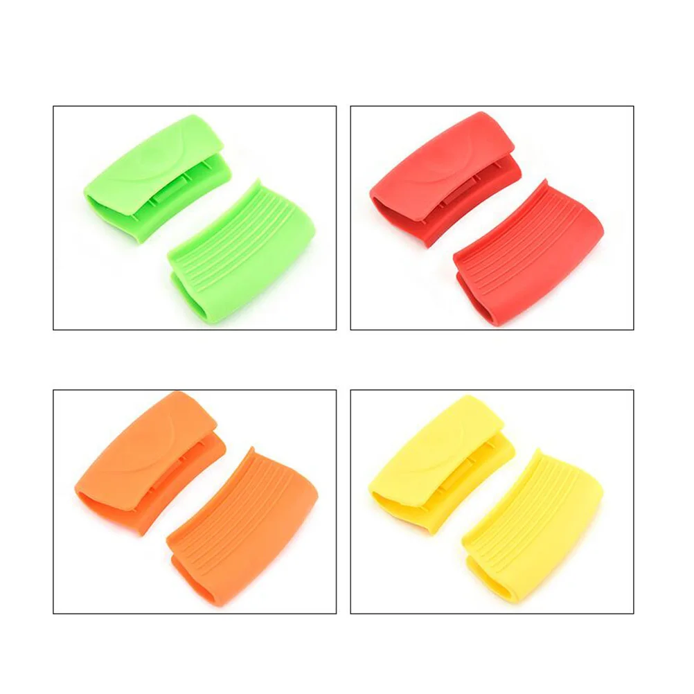 

4pcs Silicone Handle Cover Anti-Scald Silicone Mitts Grips Heat Resistant For Pans Pots Wok Cookware Kitchen Tool Green