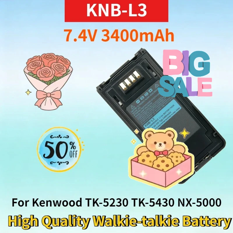 

KNB-L3 7.4V 3400mAh Rechargeable Battery for Kenwood TK-5230 TK-5430 NX-5000 NX-5200 NX-5300 High Quality Walkie-talkie Battery