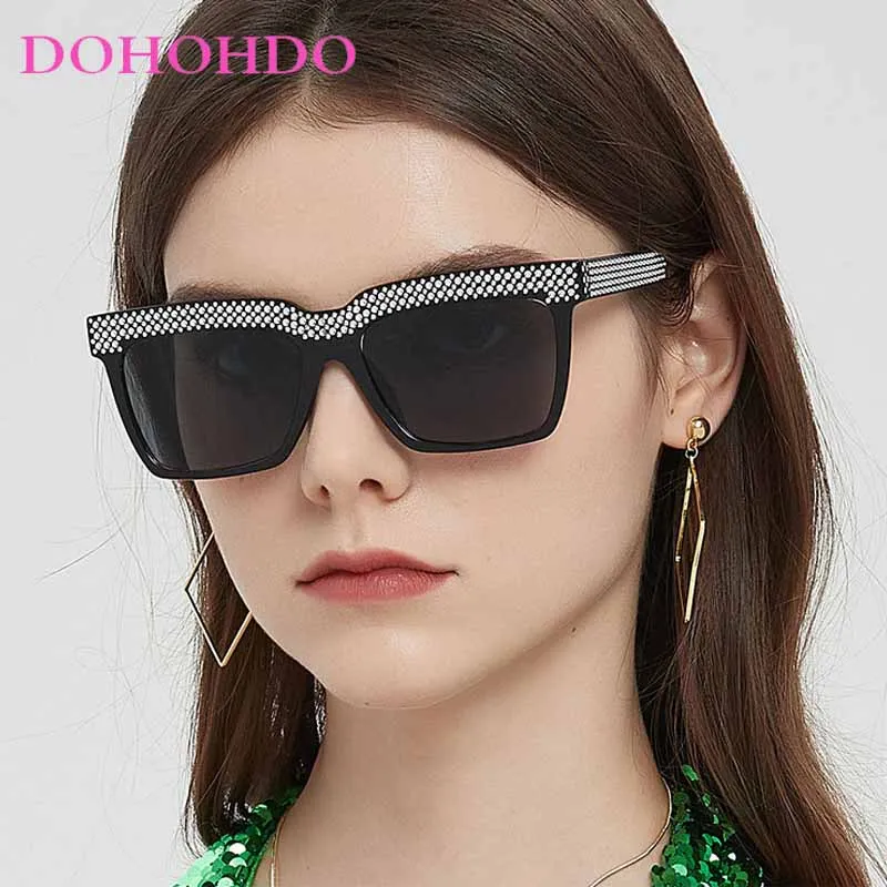 

Classic Luxury Brand Design Square Sequin Decoration Sunglasses Women Men Trend Retro Street Photography Shade Sunglasses UV400