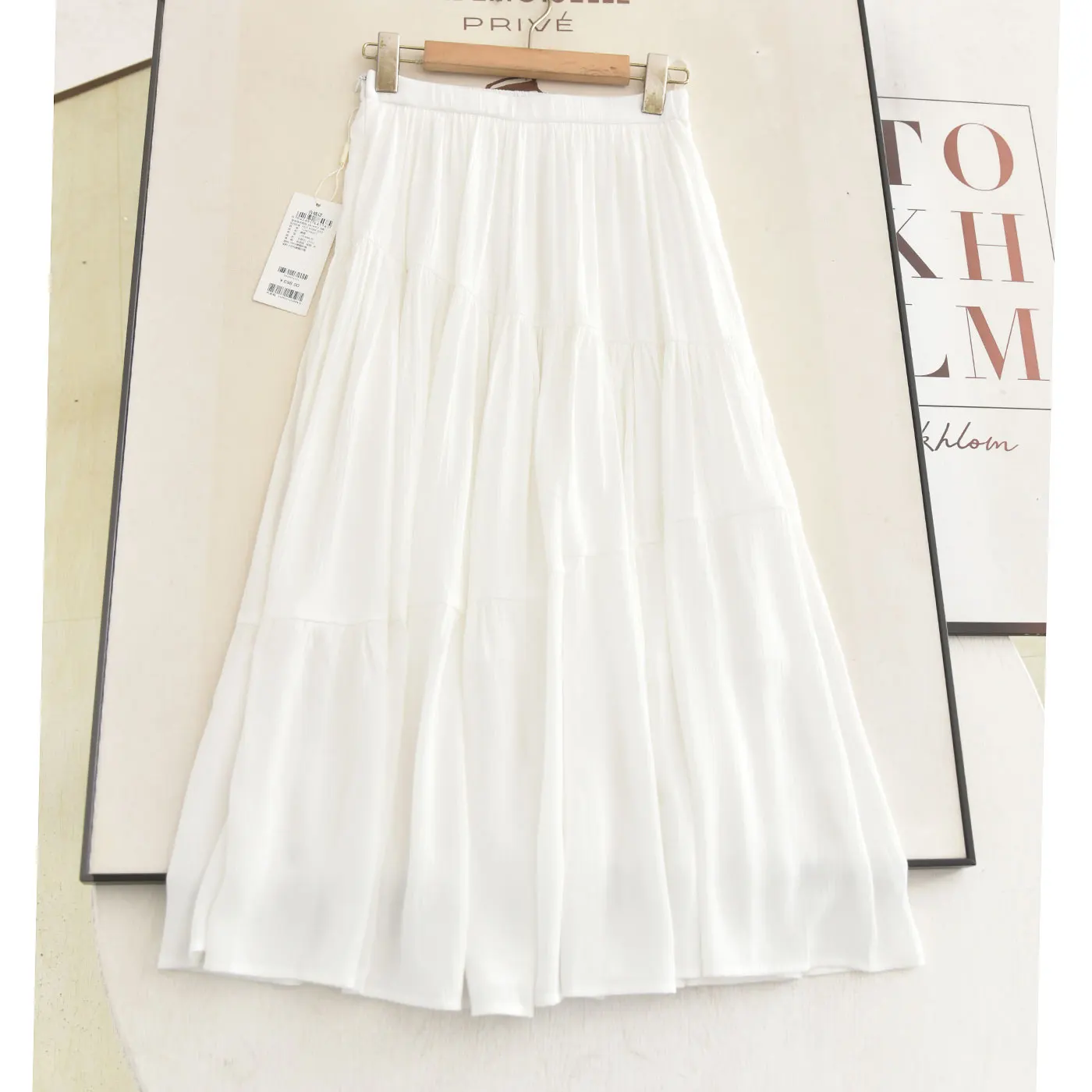 

High Waist A-Line Skirt Women's Elegant White Gown Flowing Style Versatile Mid-Length Fairy Skirt for Ladies