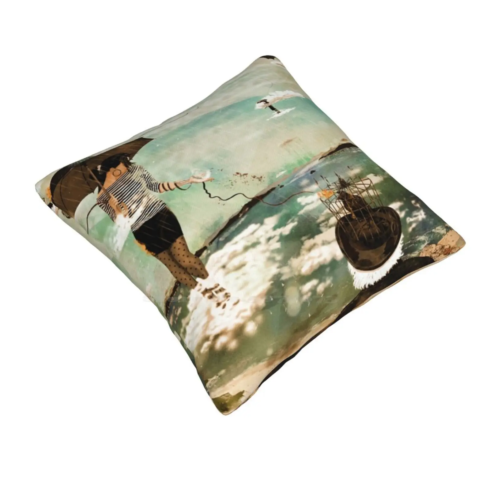 Cloudwalkers-One Throw Cushion Pillow Cover Umbrella Surreal Rain