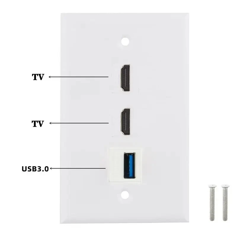 HDMI Compatible USB3.0 Buckle Solder Free Socket Panel Multimedia Information Panel Wall Plug 70mm * 115mm