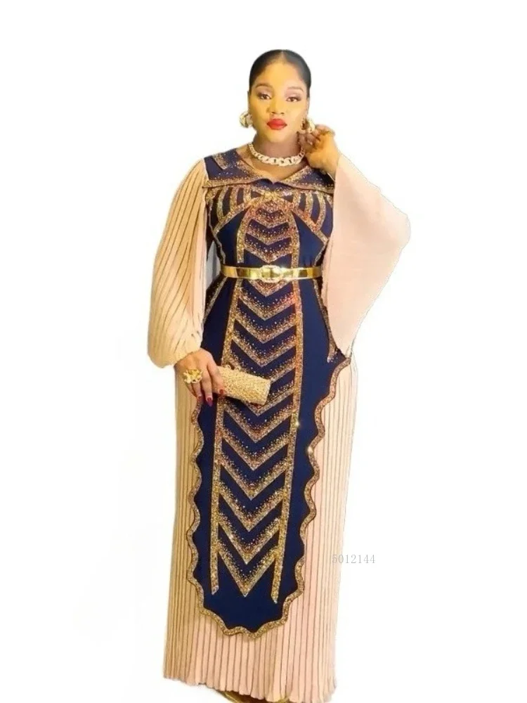 Elegant Dashiki African Long Dress Diamond Robe Ankara Turkey Outfits for Women Evening Party New 2026 Elegant Africa Clothing