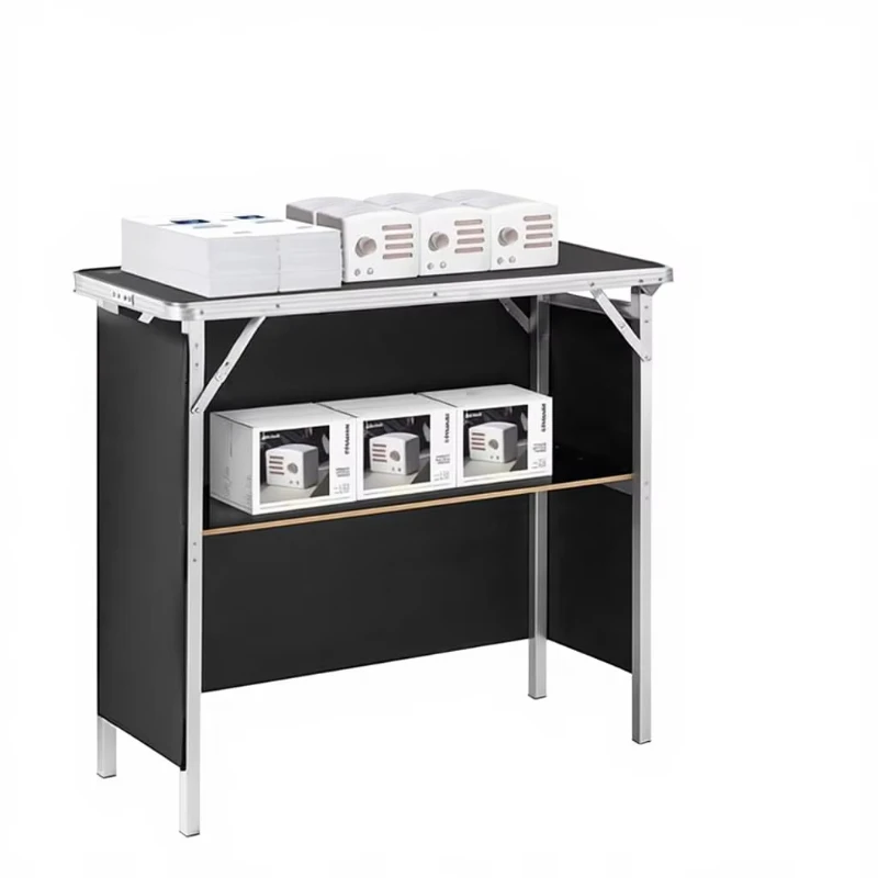 Single-layer 8mm panel rectangular outdoor service table, lightweight aluminum folding bar 30kg load-bearing, portable 39.4 X