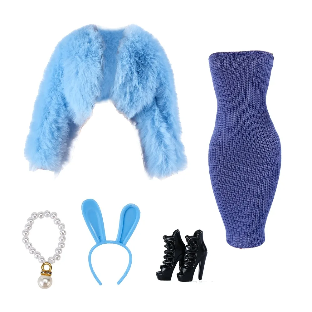 

Fashion Elegant Party Dresses with High Heels Casual Wears Fur Jacket DIY Accessories Princess Shoes for 1/6 BJD 30cm Dolls