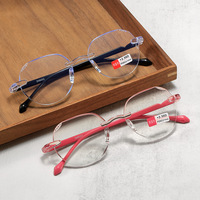 Fashion Reading Glasses Men Women Vintage Anti Blue Light Presbyopic Eyeglasses Round Rimless Eyewear +1.0+1.5+2.0+2.5 +4.0