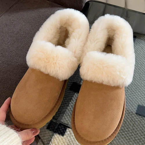 2023 발목 플랫 플랫폼 스노우 부츠, 스웨이드 플러시 따뜻한 캐주얼 신발, 두꺼운 고스 패션 신발, 2023 겨울 신상 