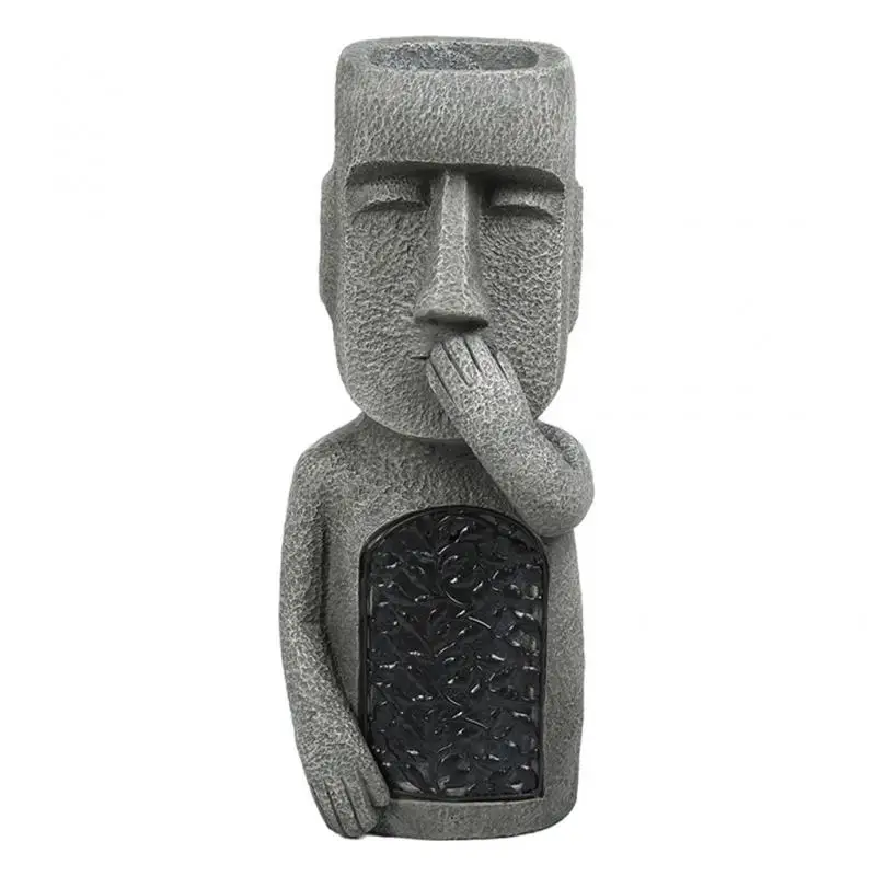 Statue d'île de pâques en polyrésine, Sculpture de jardin Ahu Akivi Moai, 10 pouces