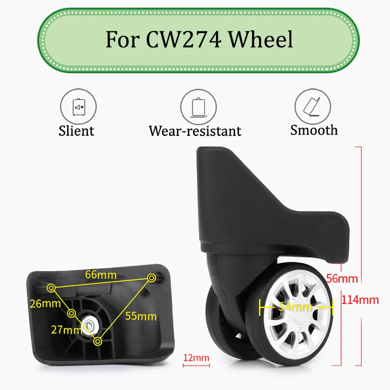 

For CW274 Universal Wheel Replace The Luggage with Quiet Wear-resistant Push-pull Smooth Shock Absorption Replacement Accessory