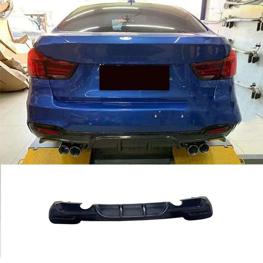 Carbon Fiber Car Body Kit For BMW 3 Series GT 3GT F34 Bilateral Single Out Style Bumper Rear Diffuser Lip