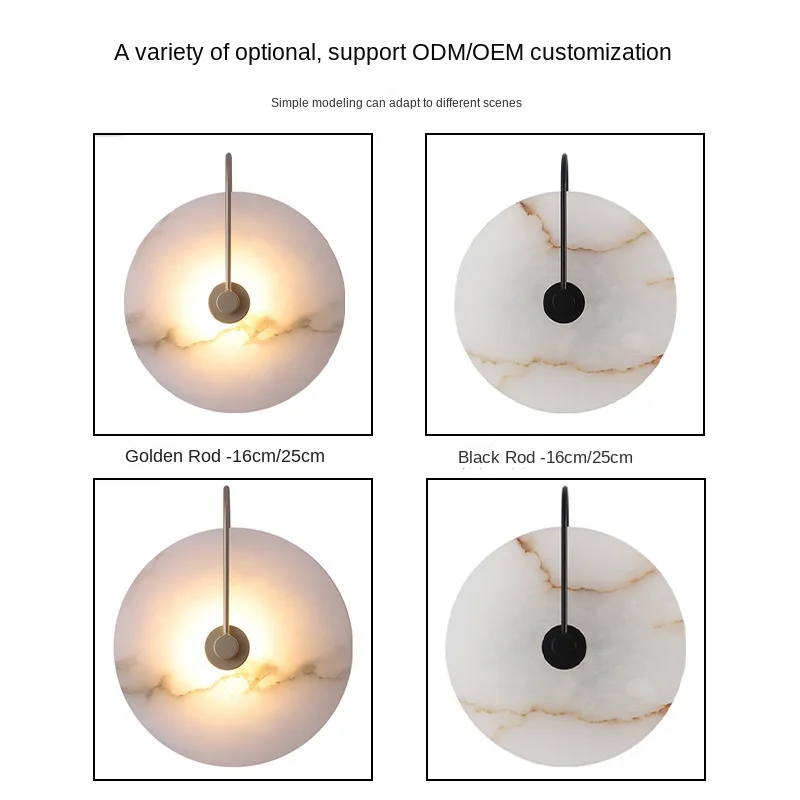 Open-Fitting Modern Marble Decorative Indoor Wall Lamp for Corridor Living Room Bedroom Bedside with LED 3000K Warm Light